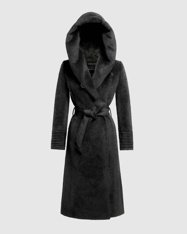 Bouclé Alpaca Long Hooded Wrap Coat sold by Sentaler