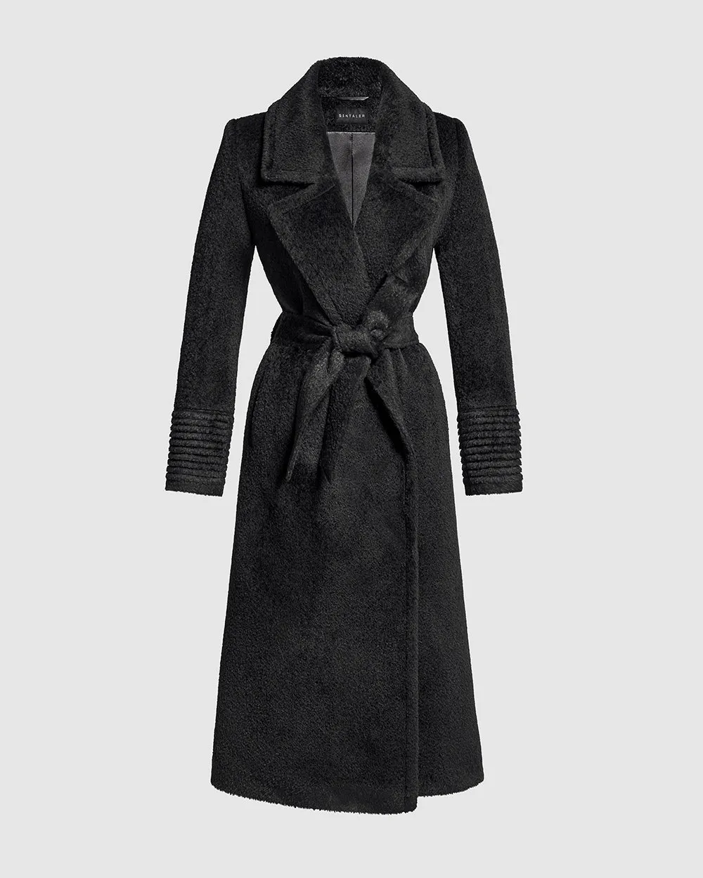 Bouclé Alpaca Long Notched Collar Wrap Coat sold by Sentaler