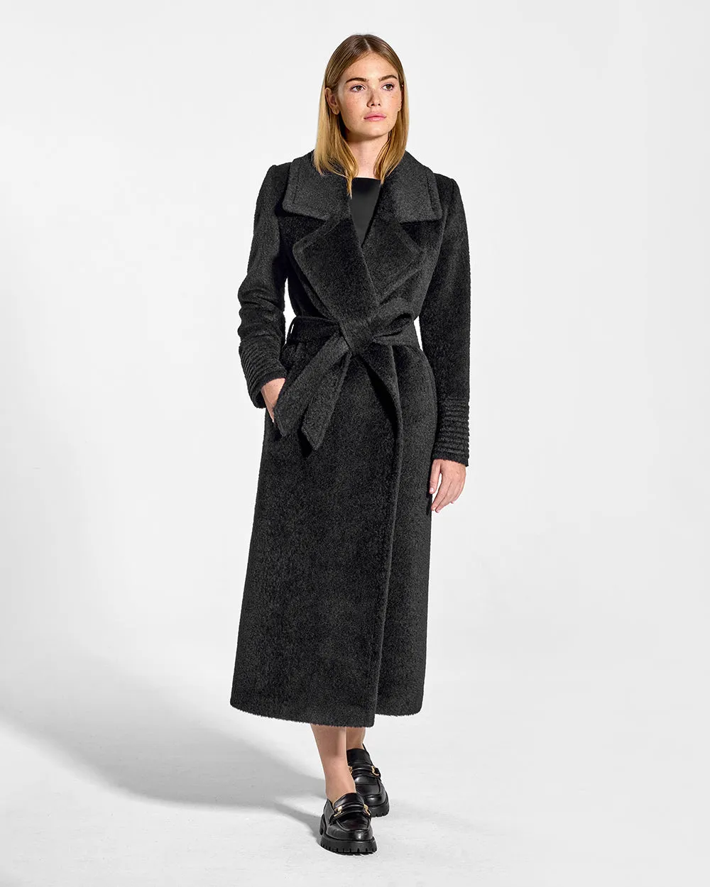 Bouclé Alpaca Long Notched Collar Wrap Coat sold by Sentaler product image thumbnail 2