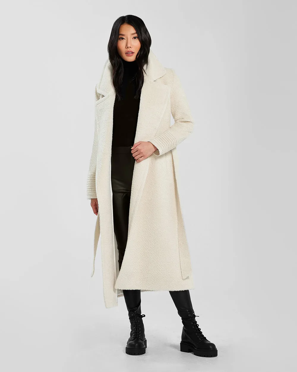 Bouclé Alpaca Long Notched Collar Wrap Coat sold by Sentaler product image thumbnail 3