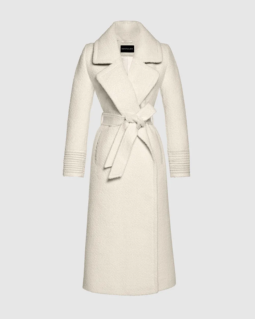 Bouclé Alpaca Long Notched Collar Wrap Coat sold by Sentaler