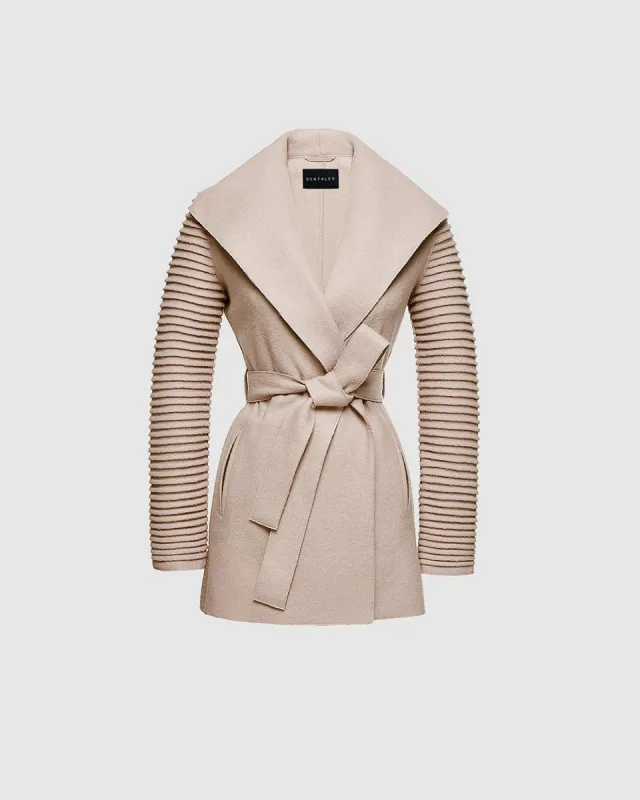 Superfine Alpaca Wrap Coat with Ribbed Sleeves sold by Sentaler