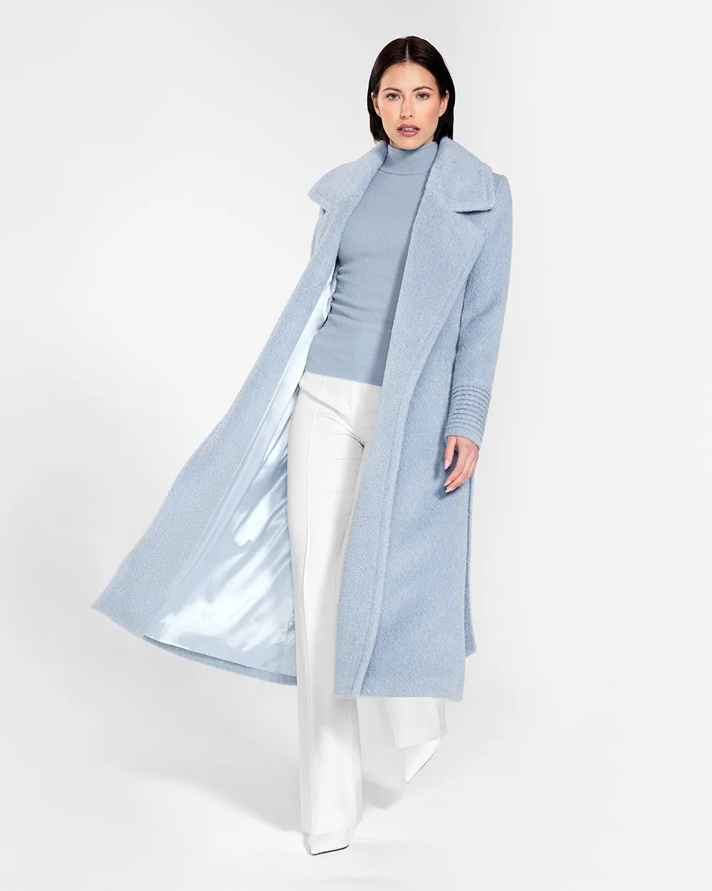 Bouclé Alpaca Long Notched Collar Wrap Coat sold by Sentaler product image thumbnail 3