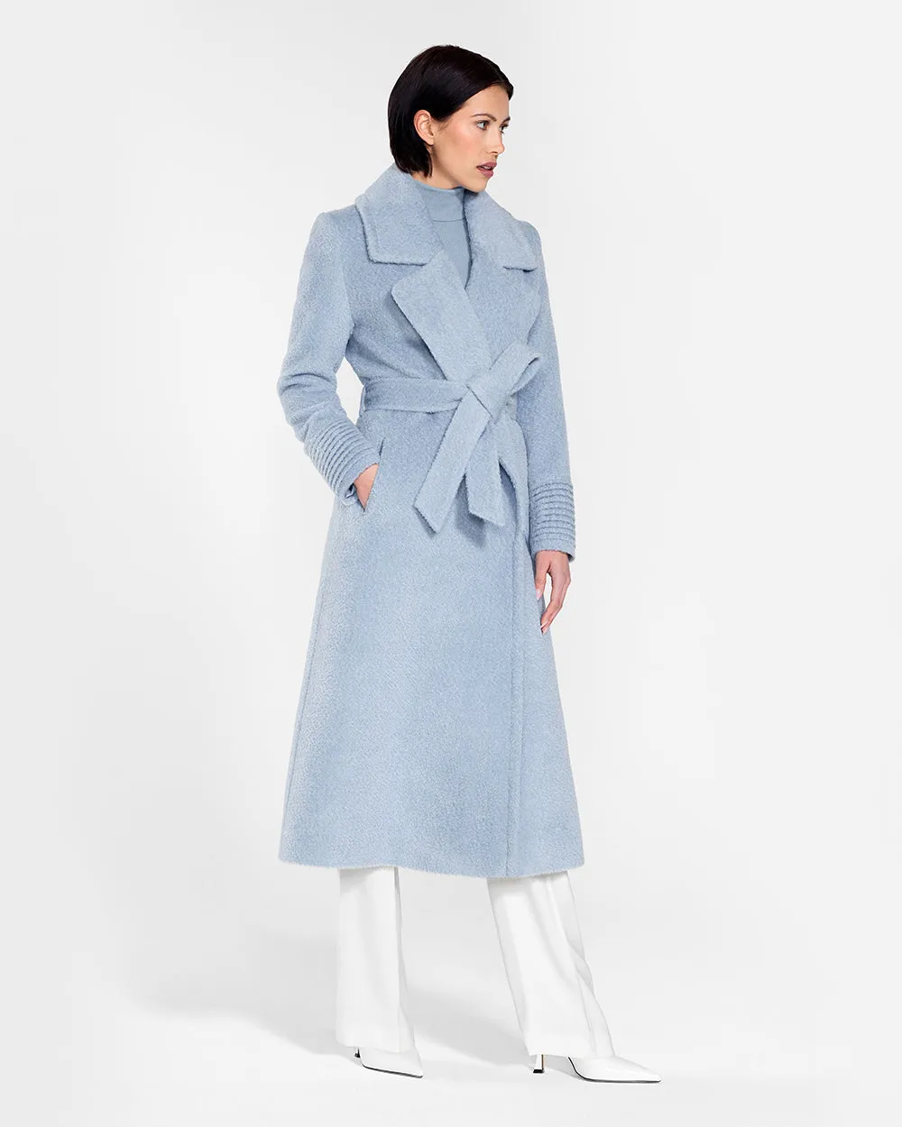 Bouclé Alpaca Long Notched Collar Wrap Coat sold by Sentaler product image thumbnail 4
