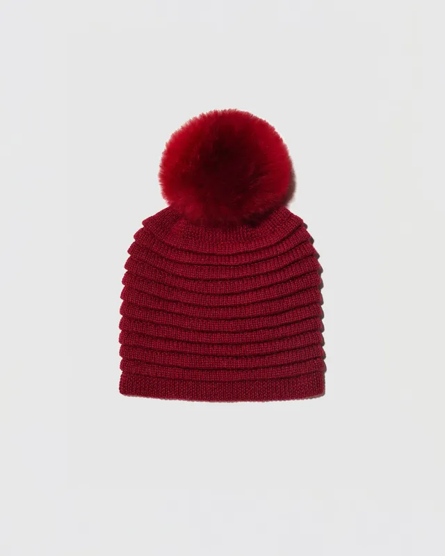 Adult Ribbed Hat With Oversized Fur Pompon sold by Sentaler