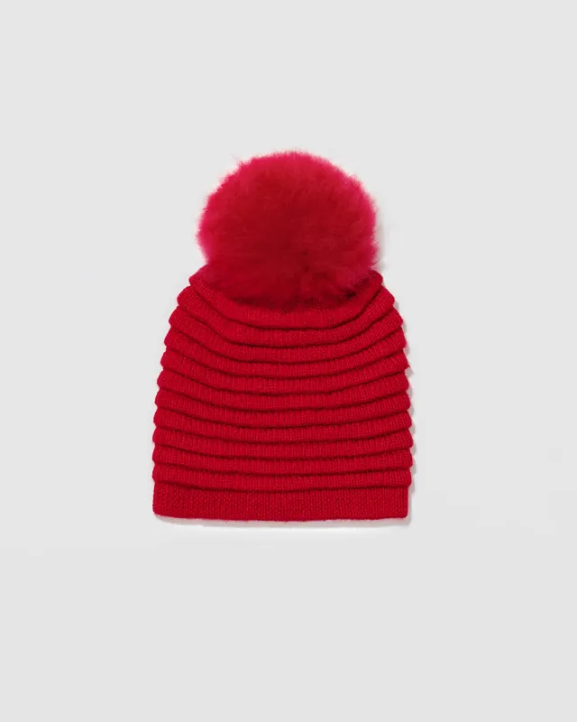 Adult Ribbed Hat With Oversized Fur Pompon sold by Sentaler
