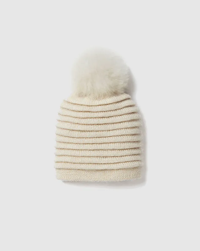 Adult Ribbed Hat With Oversized Fur Pompon sold by Sentaler