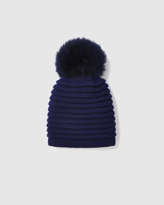 Adult Ribbed Hat With Oversized Fur Pompon sold by Sentaler