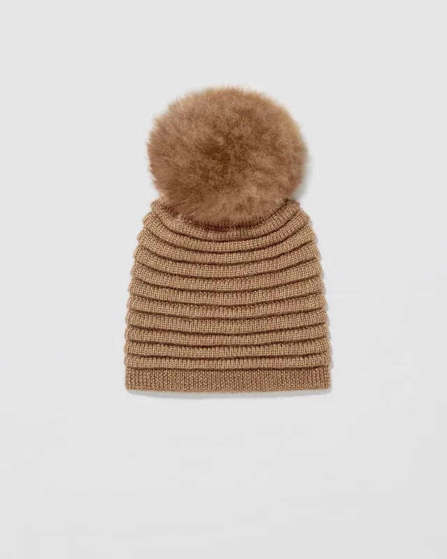 Adult Ribbed Hat With Oversized Fur Pompon sold by Sentaler
