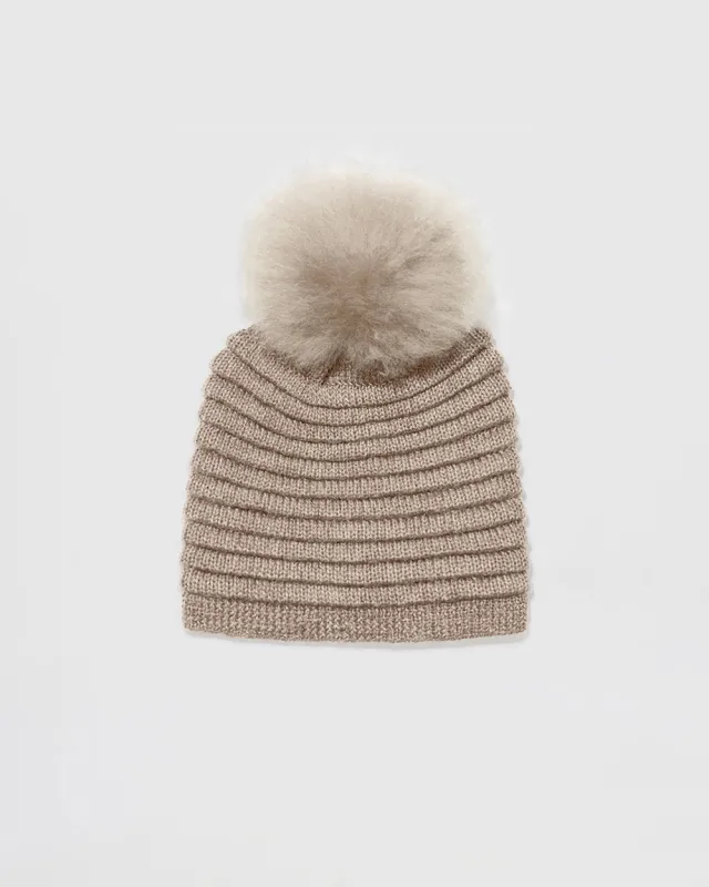 Adult Ribbed Hat With Oversized Fur Pompon sold by Sentaler