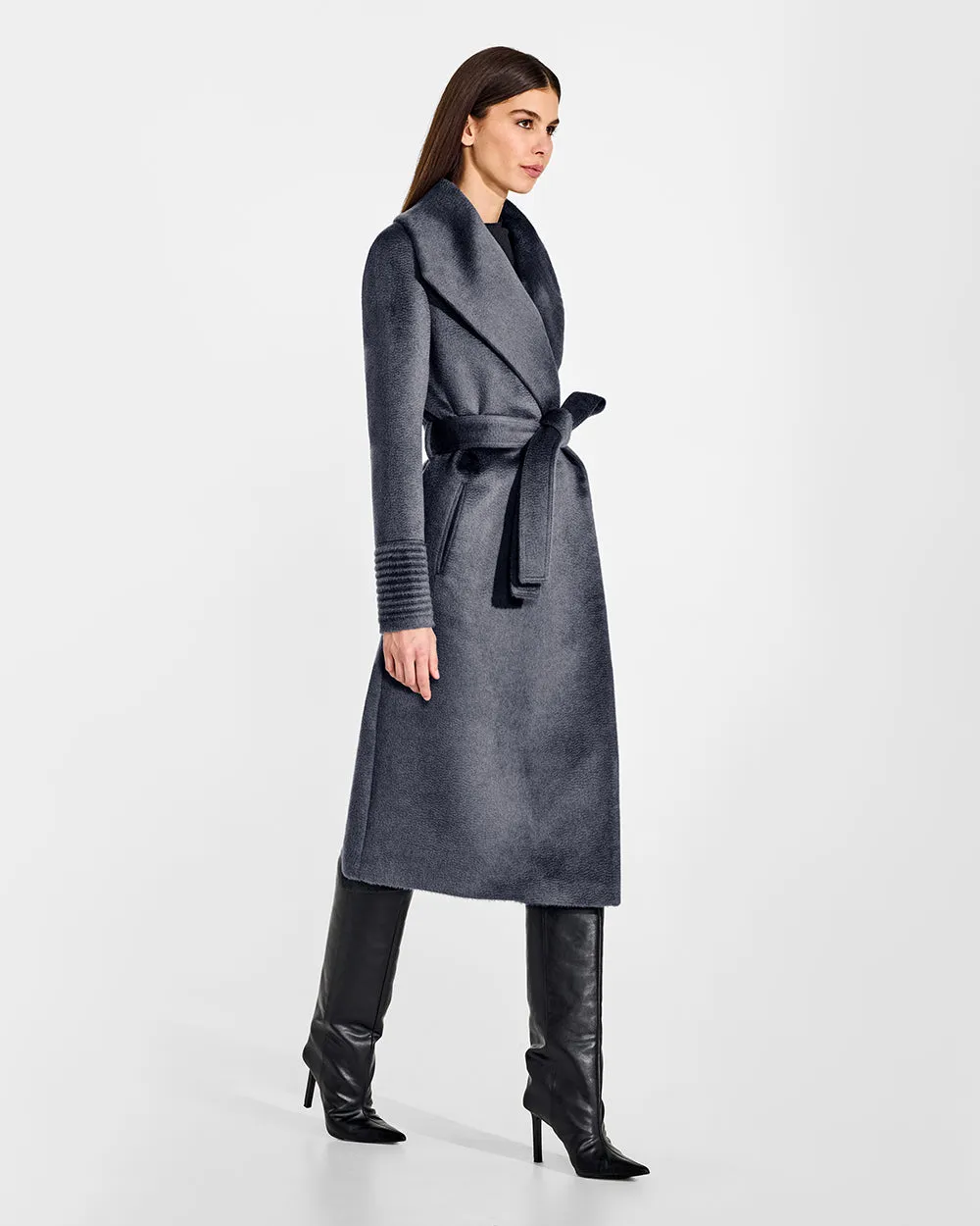 Suri Alpaca Long Shawl Collar Wrap Coat sold by Sentaler product image thumbnail 4