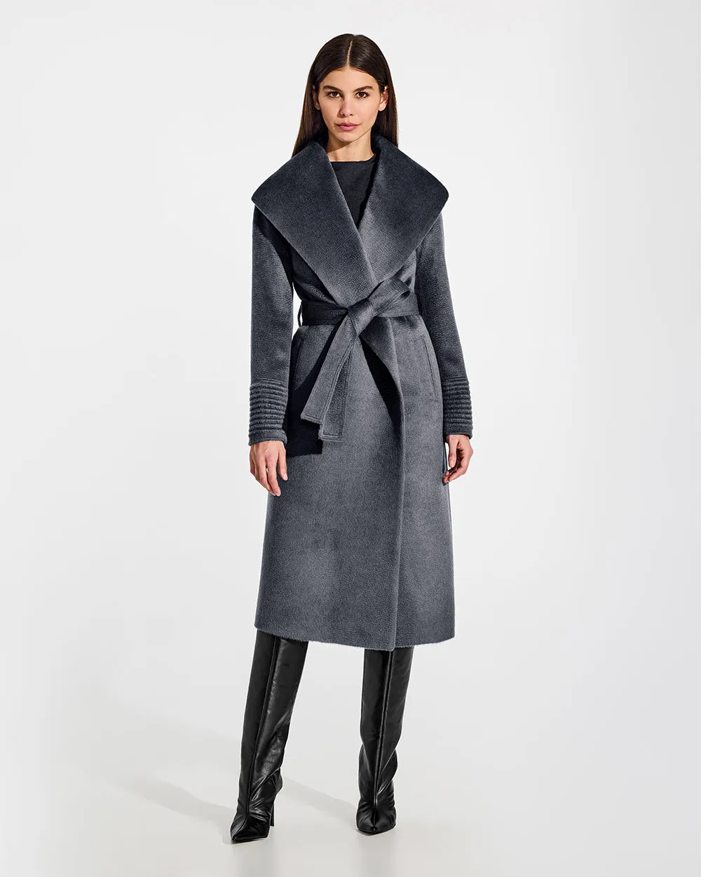 Suri Alpaca Long Shawl Collar Wrap Coat sold by Sentaler product image thumbnail 2