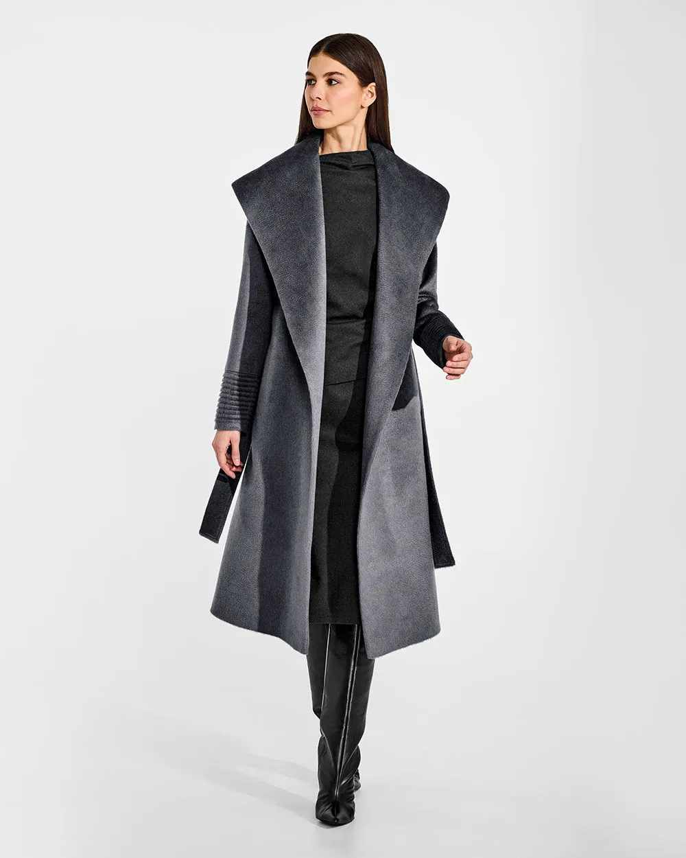 Suri Alpaca Long Shawl Collar Wrap Coat sold by Sentaler product image thumbnail 3