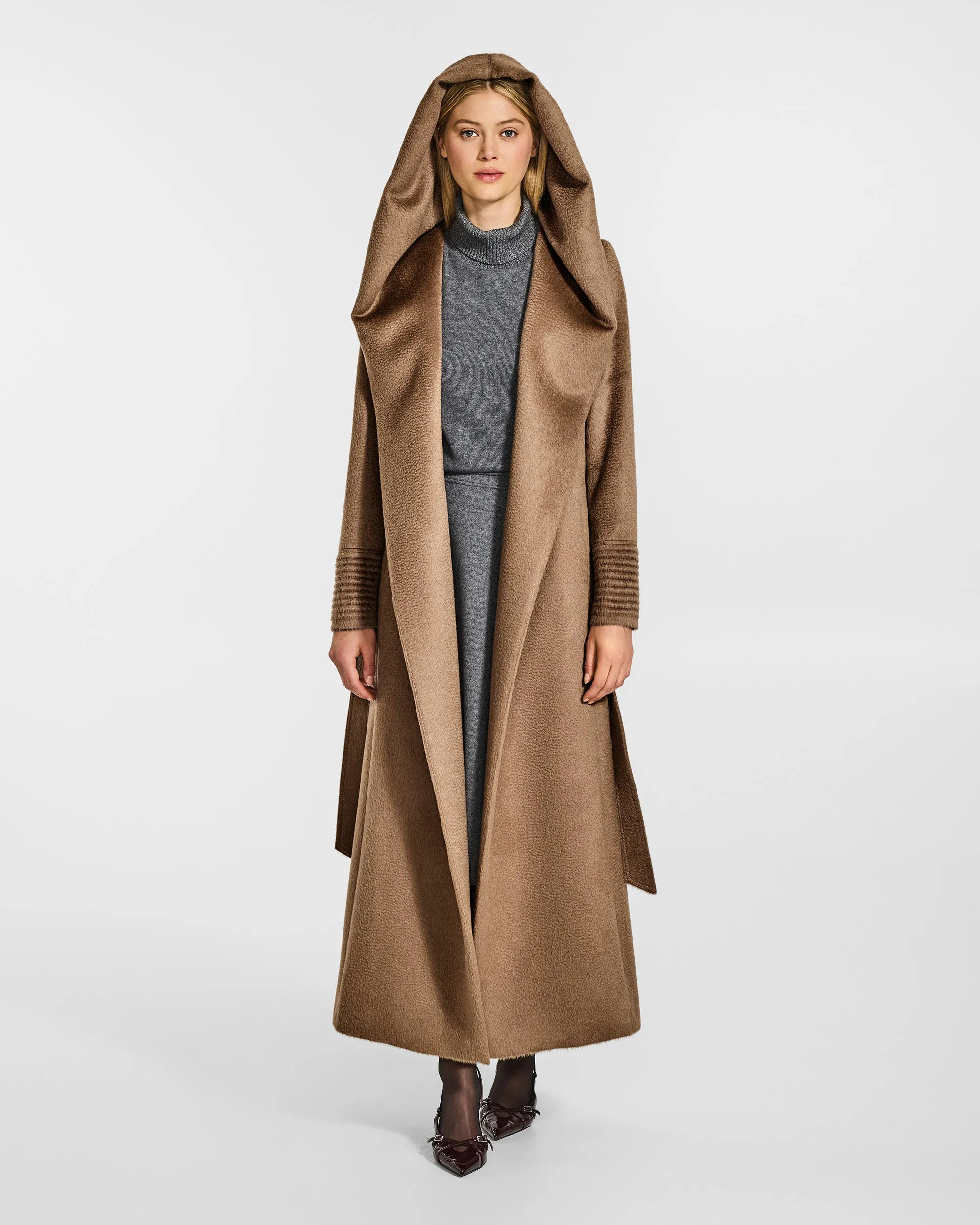 Suri Alpaca Maxi Hooded Wrap Coat sold by Sentaler product image thumbnail 3
