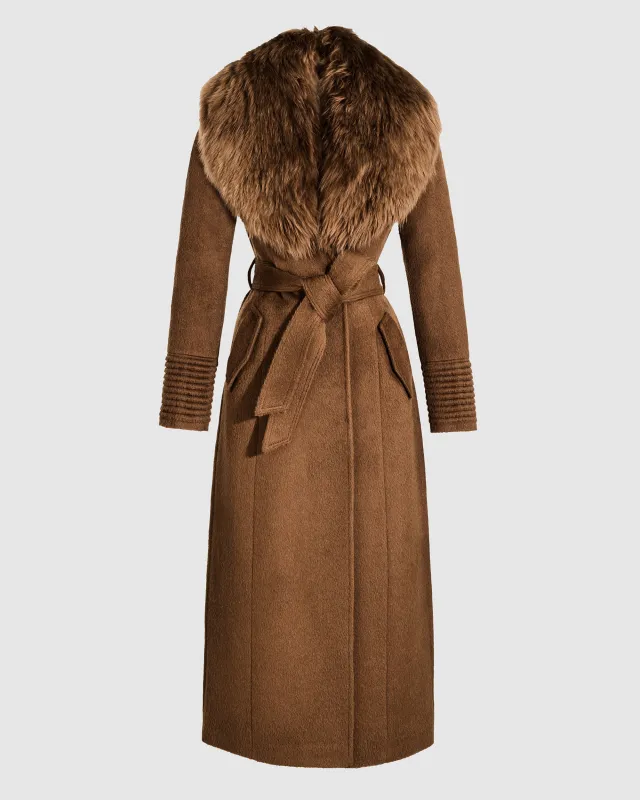 Suri Alpaca Maxi Coat with Alpaca Shearling Collar sold by Sentaler