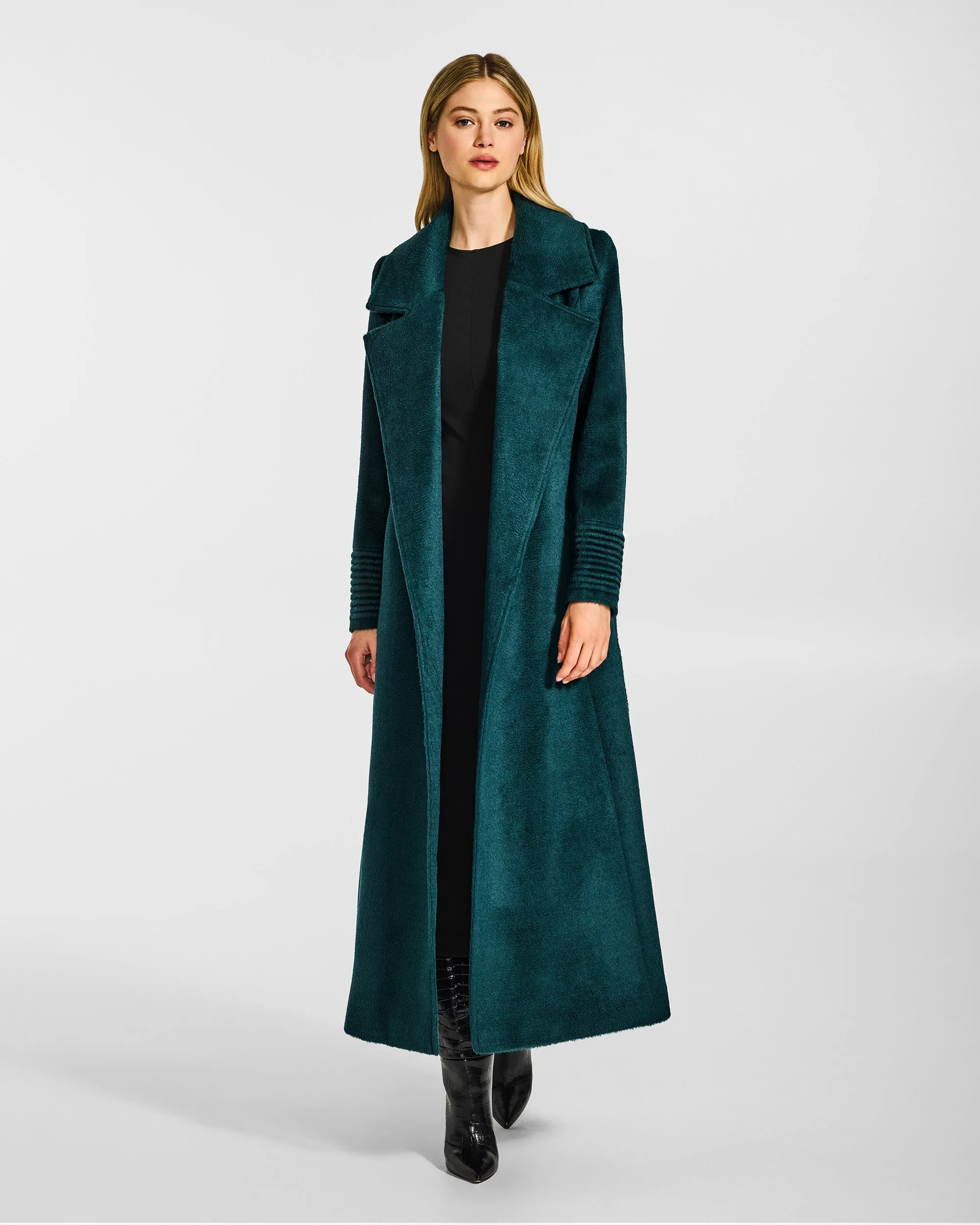 Suri Alpaca Maxi Notched Collar Wrap Coat sold by Sentaler product image thumbnail 3