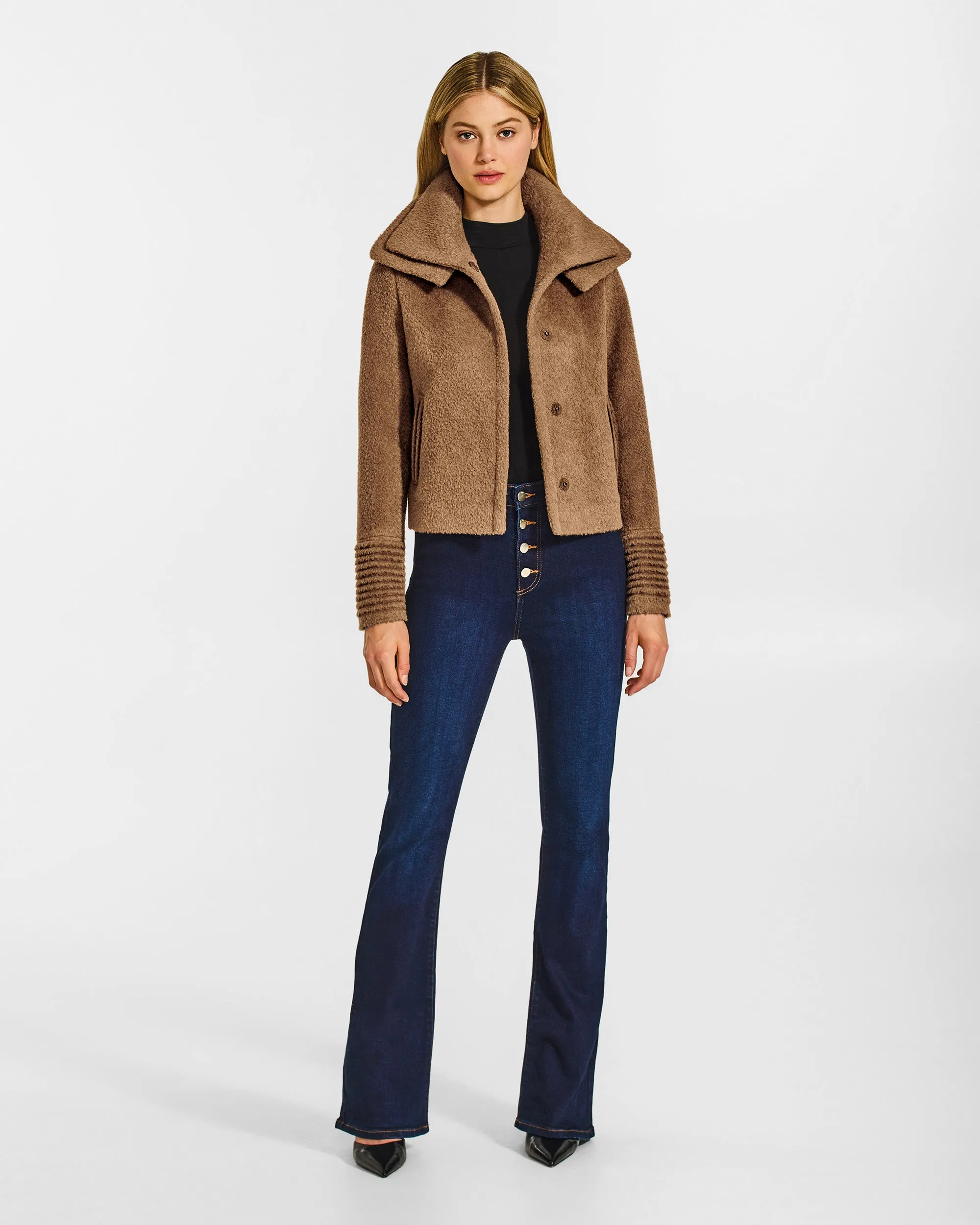 Bouclé Alpaca Moto Jacket with Signature Double Collar sold by Sentaler product image thumbnail 3