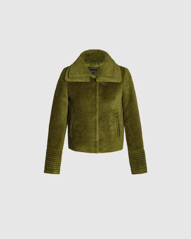 Bouclé Alpaca Moto Jacket with Signature Double Collar sold by Sentaler