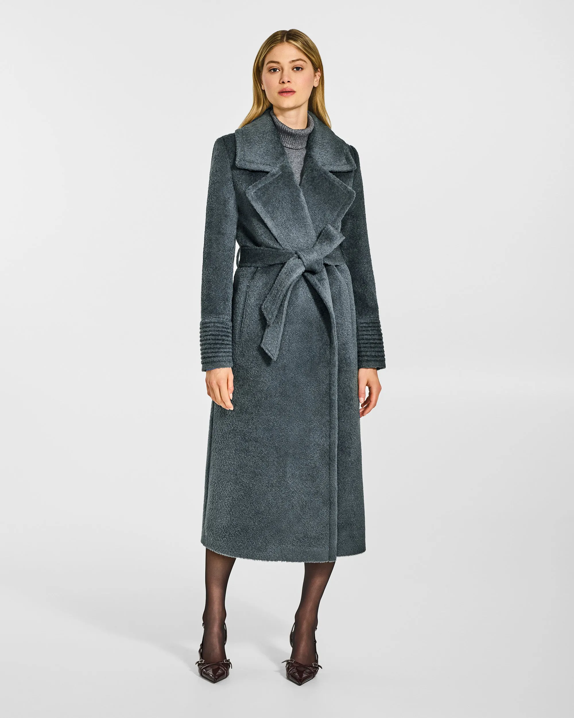 Bouclé Alpaca Long Notched Collar Wrap Coat sold by Sentaler product image thumbnail 2