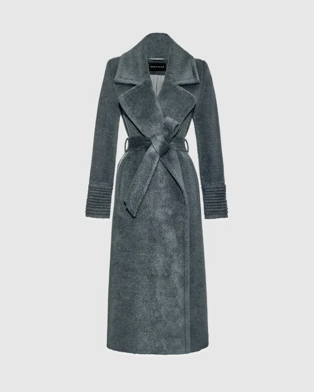 Bouclé Alpaca Long Notched Collar Wrap Coat sold by Sentaler