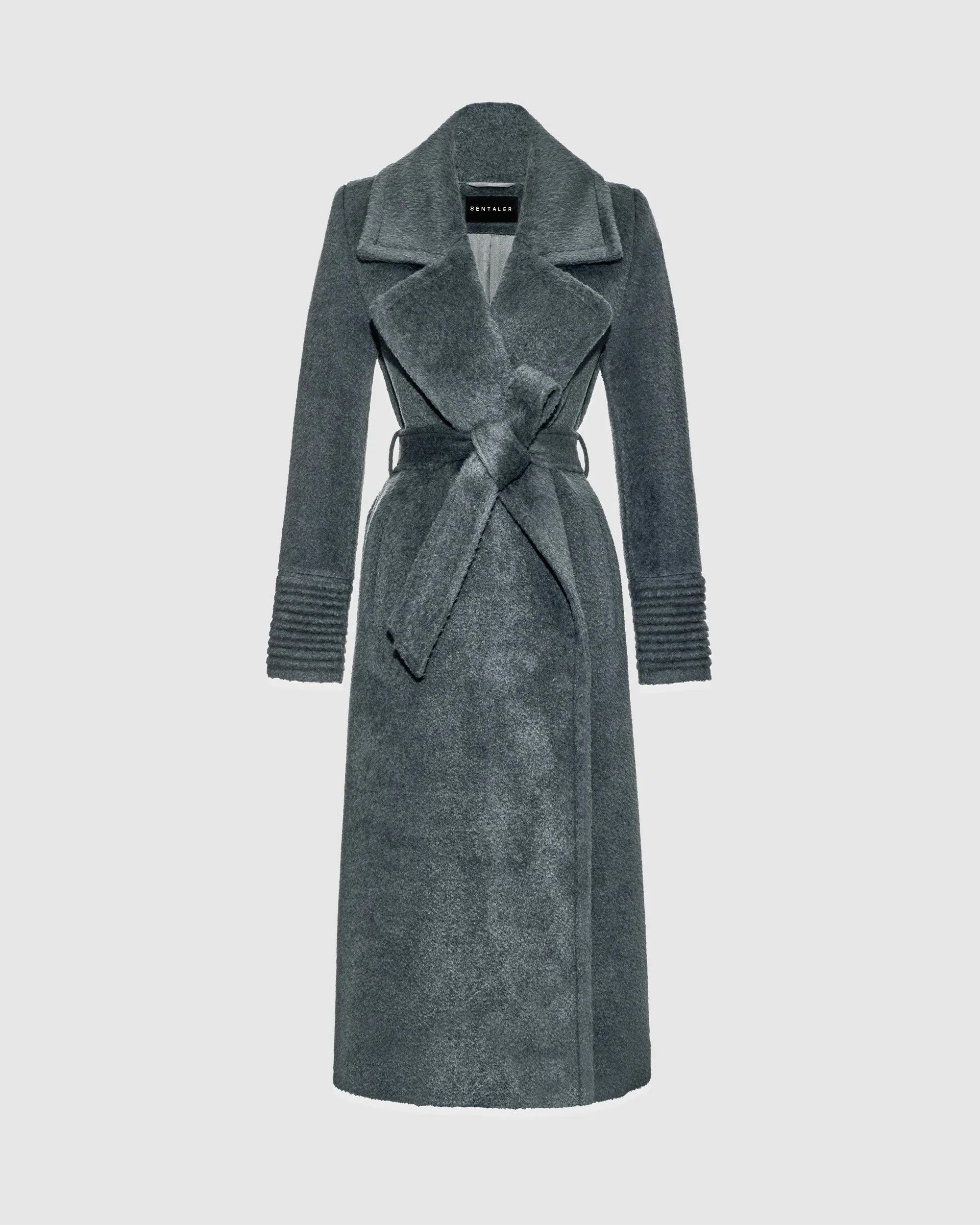 Bouclé Alpaca Long Notched Collar Wrap Coat sold by Sentaler