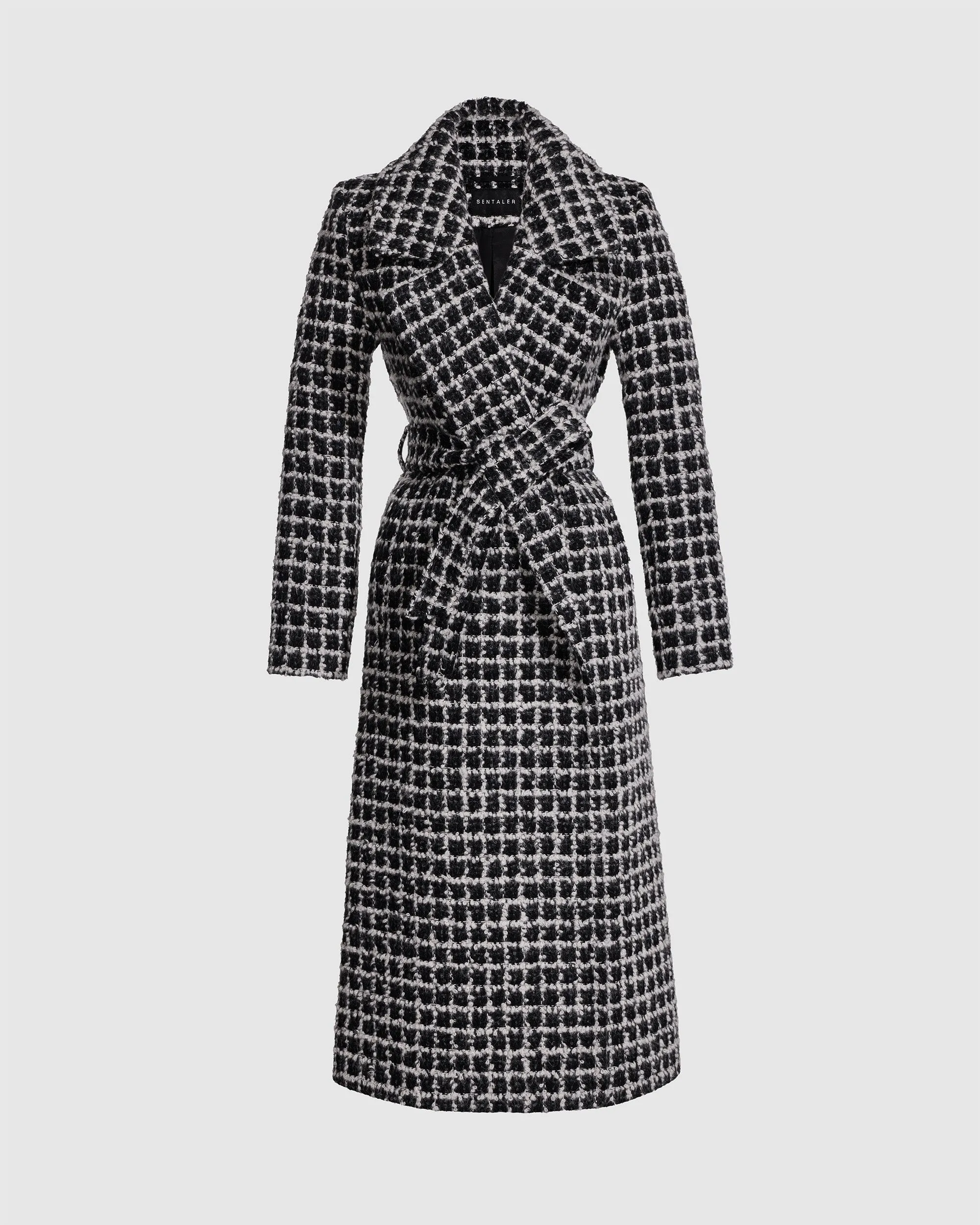 Bouclé Alpaca Long Notched Collar Wrap Coat sold by Sentaler