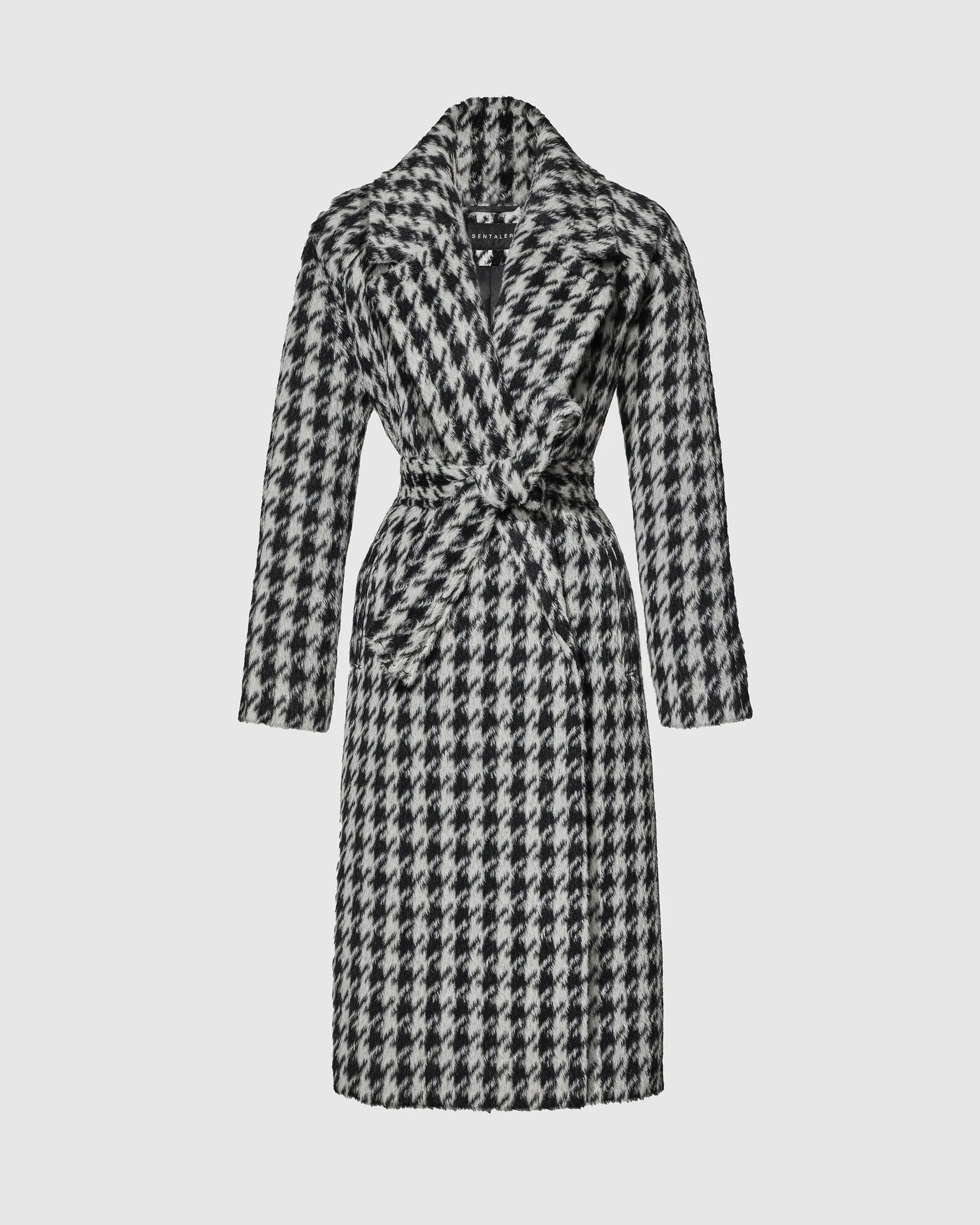 Houndstooth Suri Alpaca Long Raglan Sleeve Notched Collar Coat sold by Sentaler