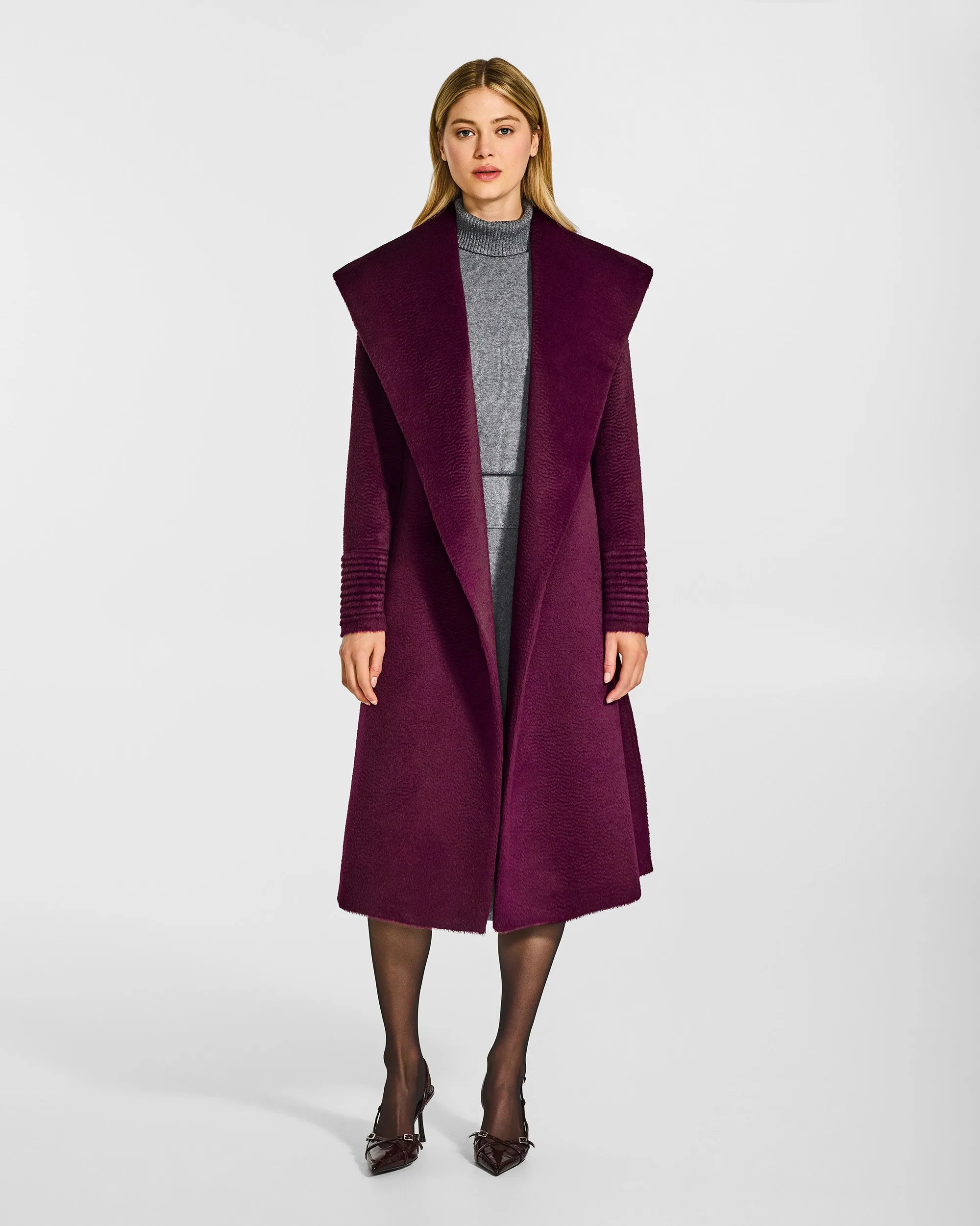 Suri Alpaca Long Shawl Collar Wrap Coat sold by Sentaler product image thumbnail 3