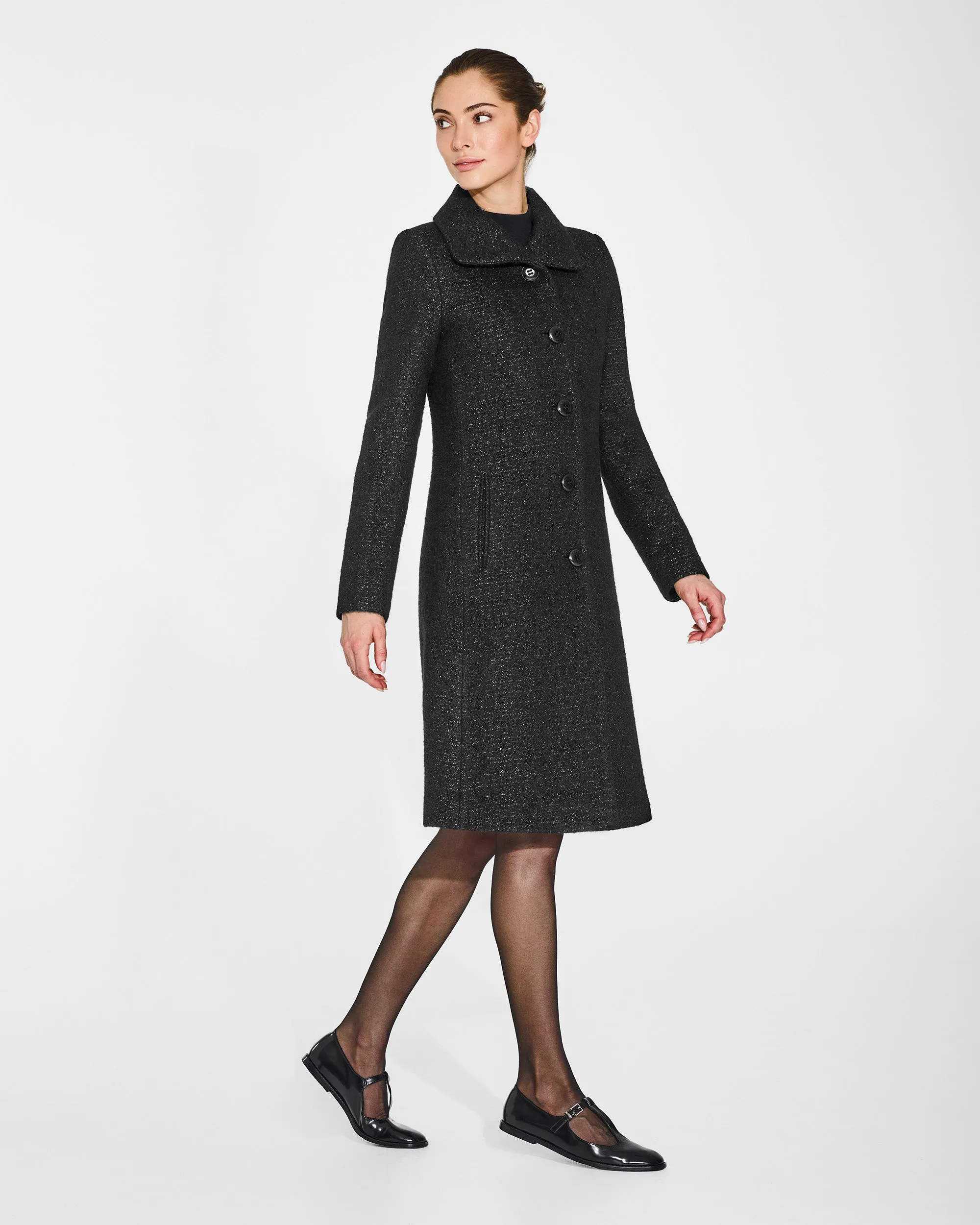 Glittered Tweed Suri Alpaca Empire Waist A-line Coat sold by Sentaler product image thumbnail 4