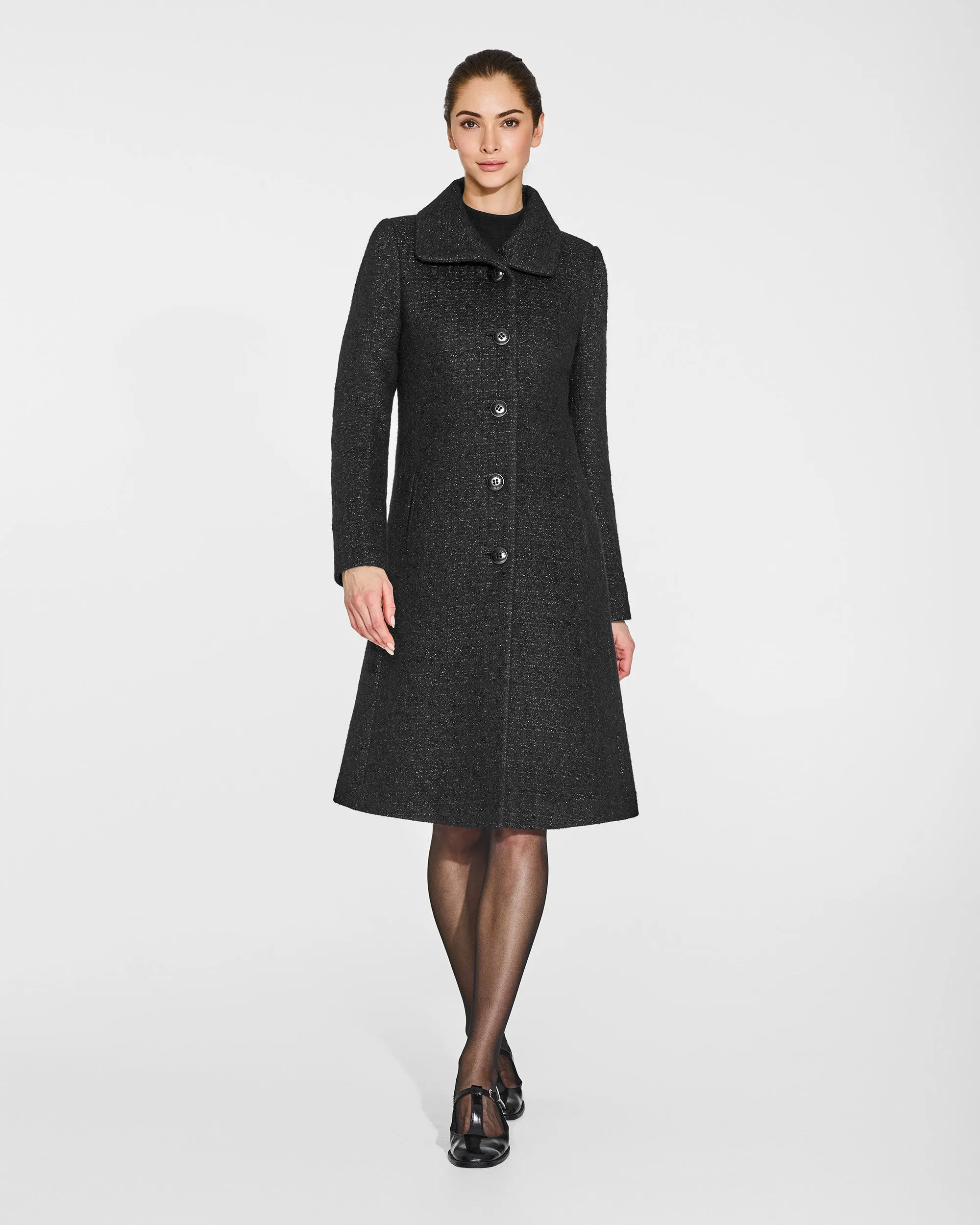 Glittered Tweed Suri Alpaca Empire Waist A-line Coat sold by Sentaler product image thumbnail 2