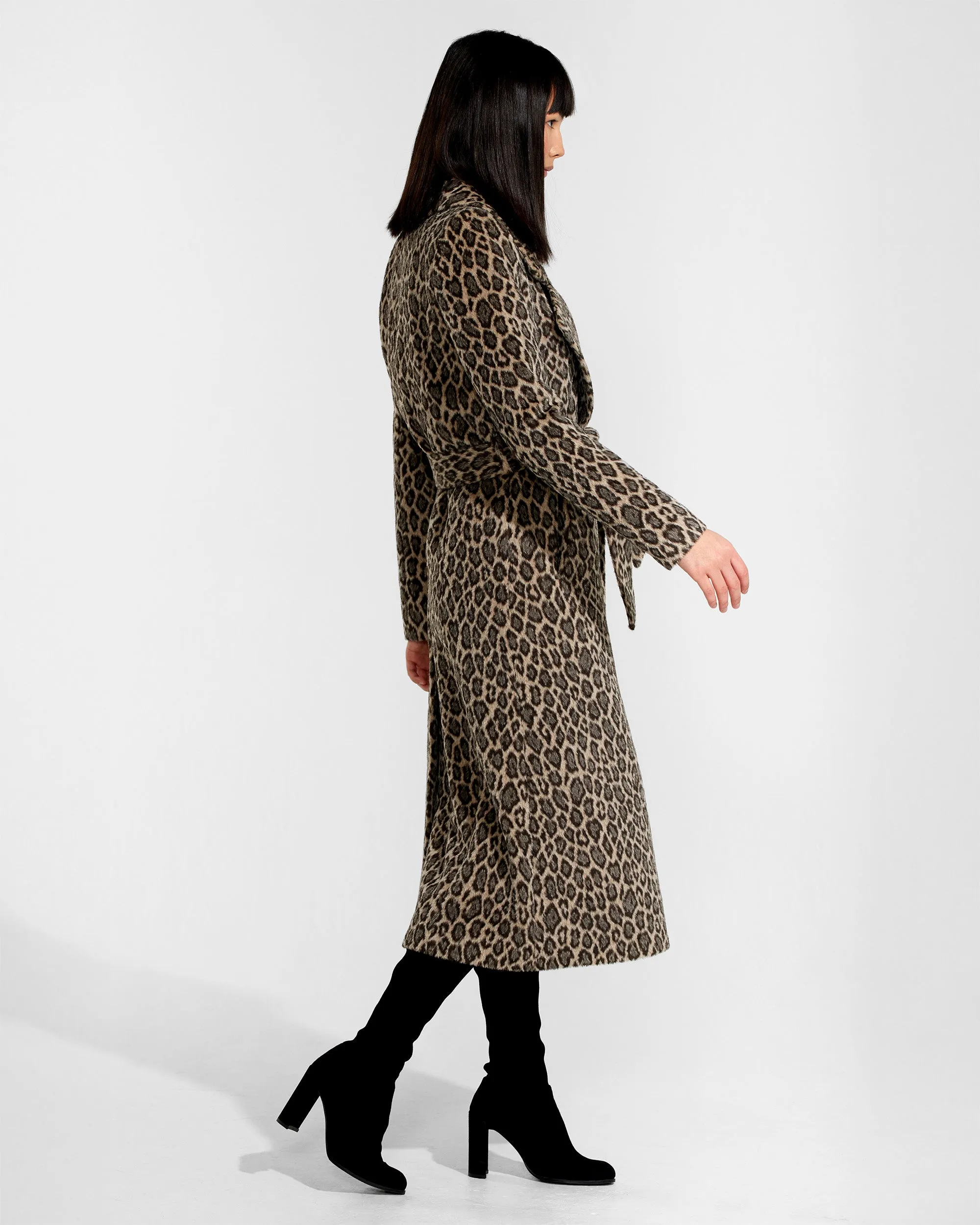 Leopard Alpaca Long Notched Collar Wrap Coat sold by Sentaler product image thumbnail 5