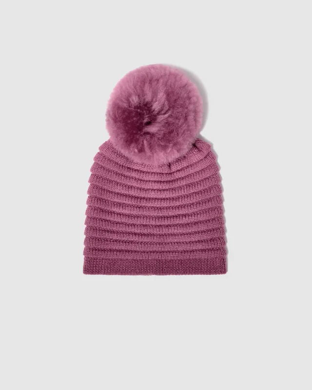Adult Ribbed Hat With Oversized Fur Pompon sold by Sentaler