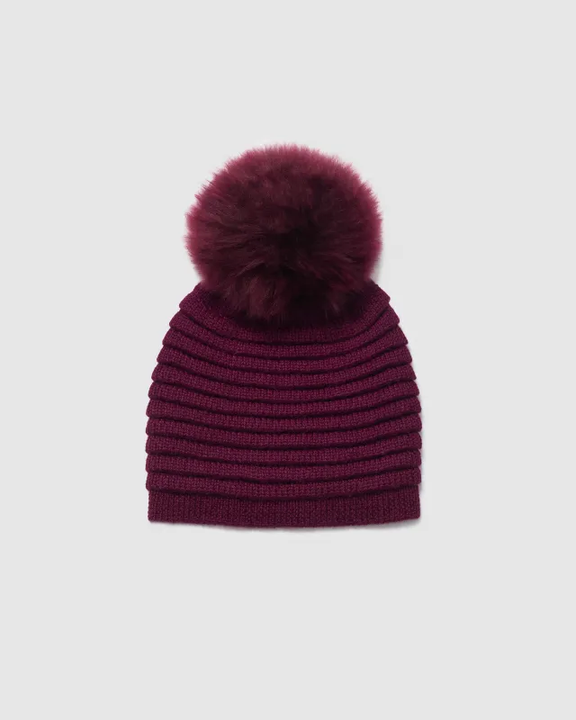 Adult Ribbed Hat With Oversized Fur Pompon sold by Sentaler