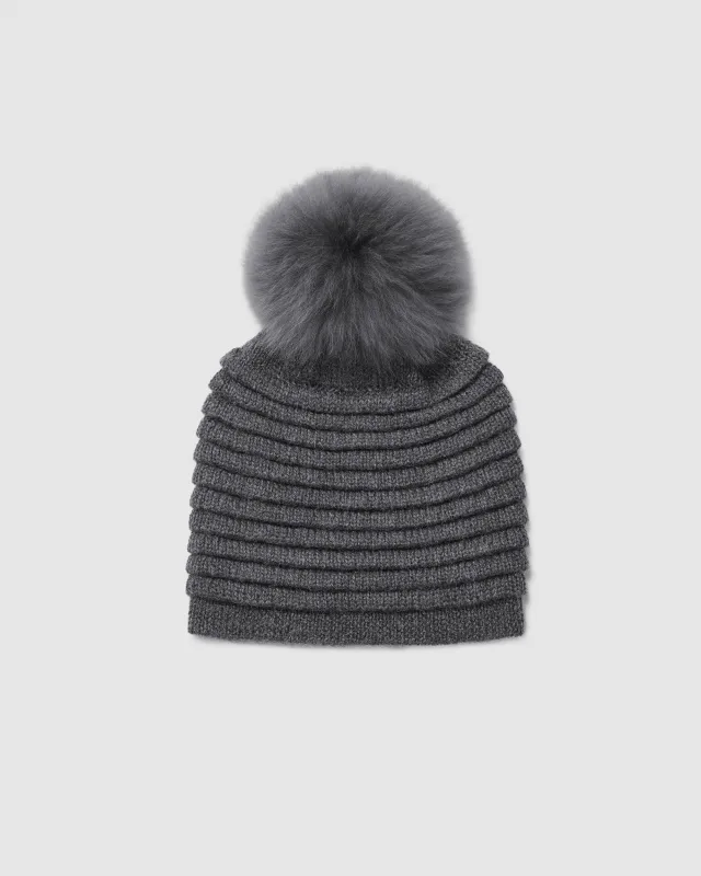 Adult Ribbed Hat With Oversized Fur Pompon sold by Sentaler
