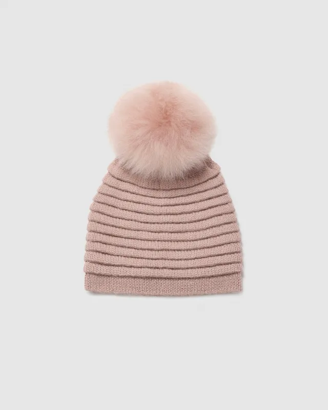 Adult Ribbed Hat With Oversized Fur Pompon sold by Sentaler