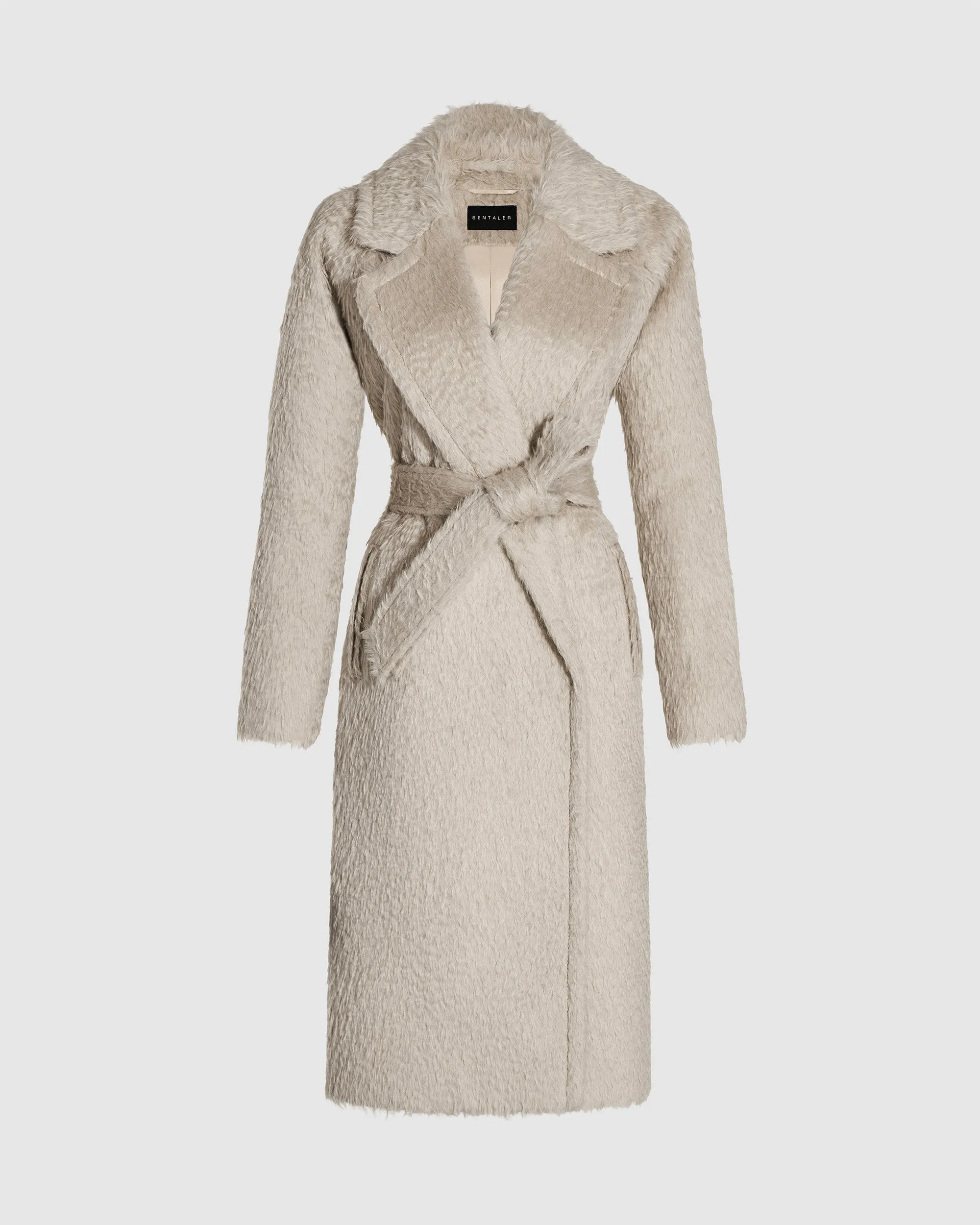 Textured Suri Alpaca Long Raglan Sleeve Notched Collar Coat sold by Sentaler