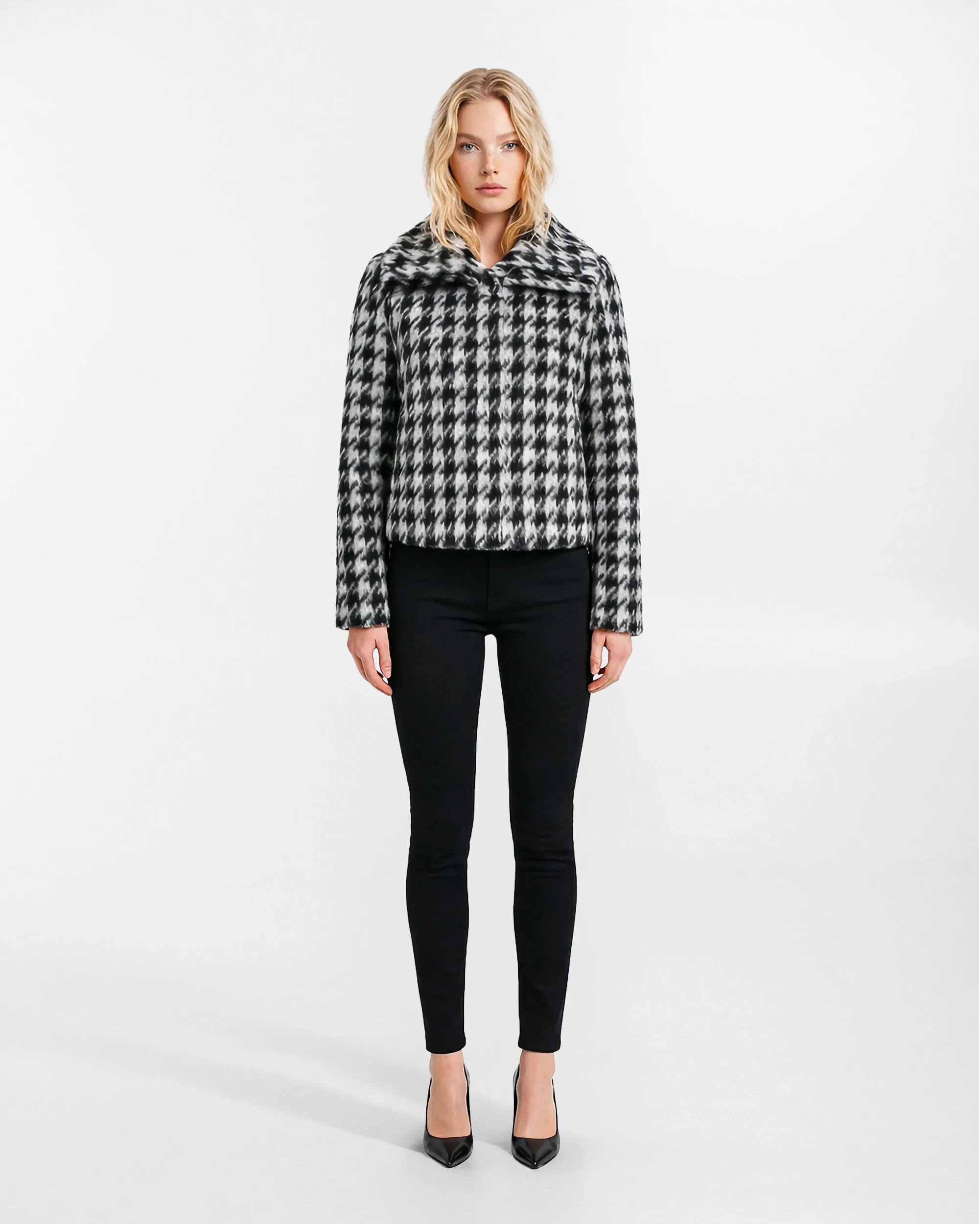 Houndstooth Suri Alpaca Moto Jacket with Signature Double Collar sold by Sentaler product image thumbnail 2