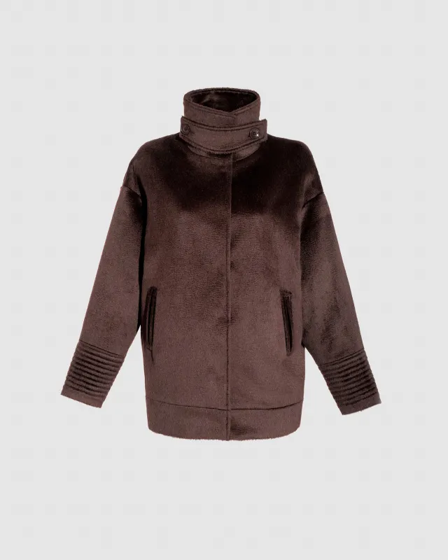Suri Alpaca Stand Collar Aviator Jacket made by Sentaler