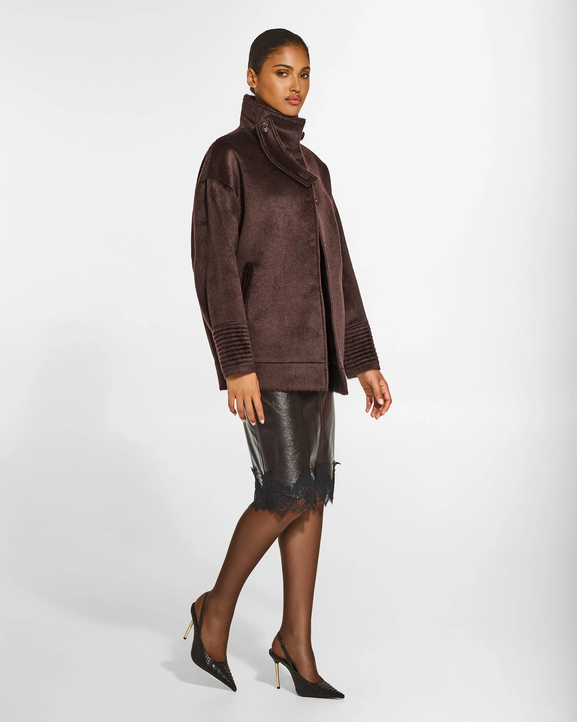 Suri Alpaca Stand Collar Aviator Jacket sold by Sentaler product image thumbnail 5