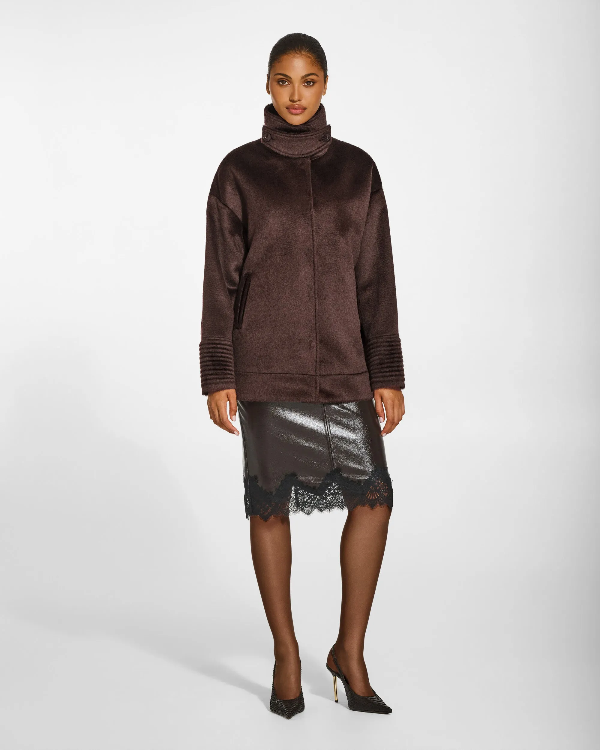 Suri Alpaca Stand Collar Aviator Jacket sold by Sentaler product image thumbnail 2