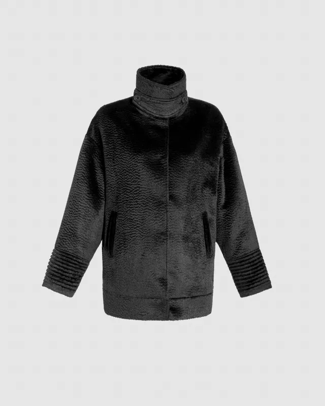 Suri Alpaca Stand Collar Aviator Jacket made by Sentaler