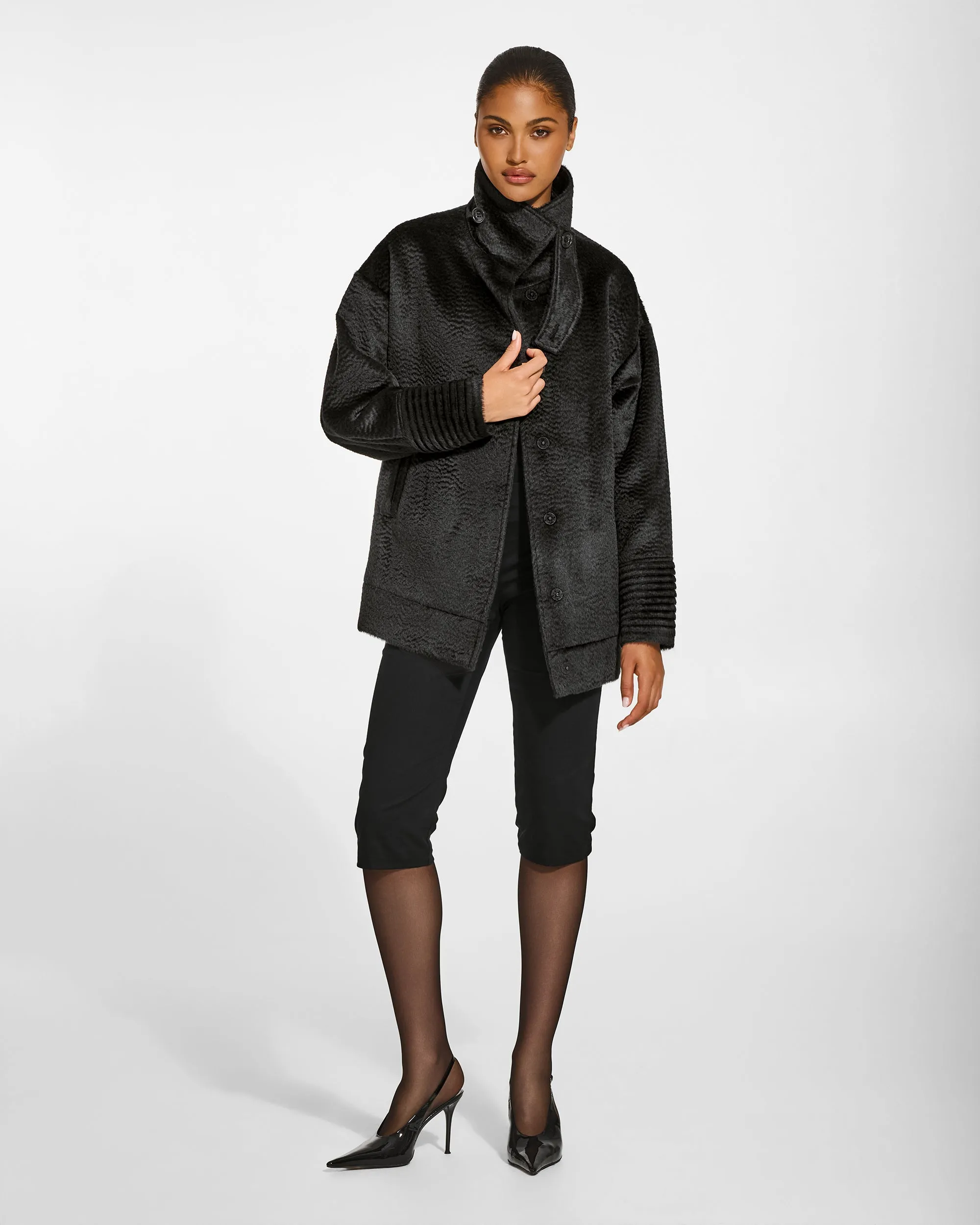 Suri Alpaca Stand Collar Aviator Jacket sold by Sentaler product image thumbnail 3