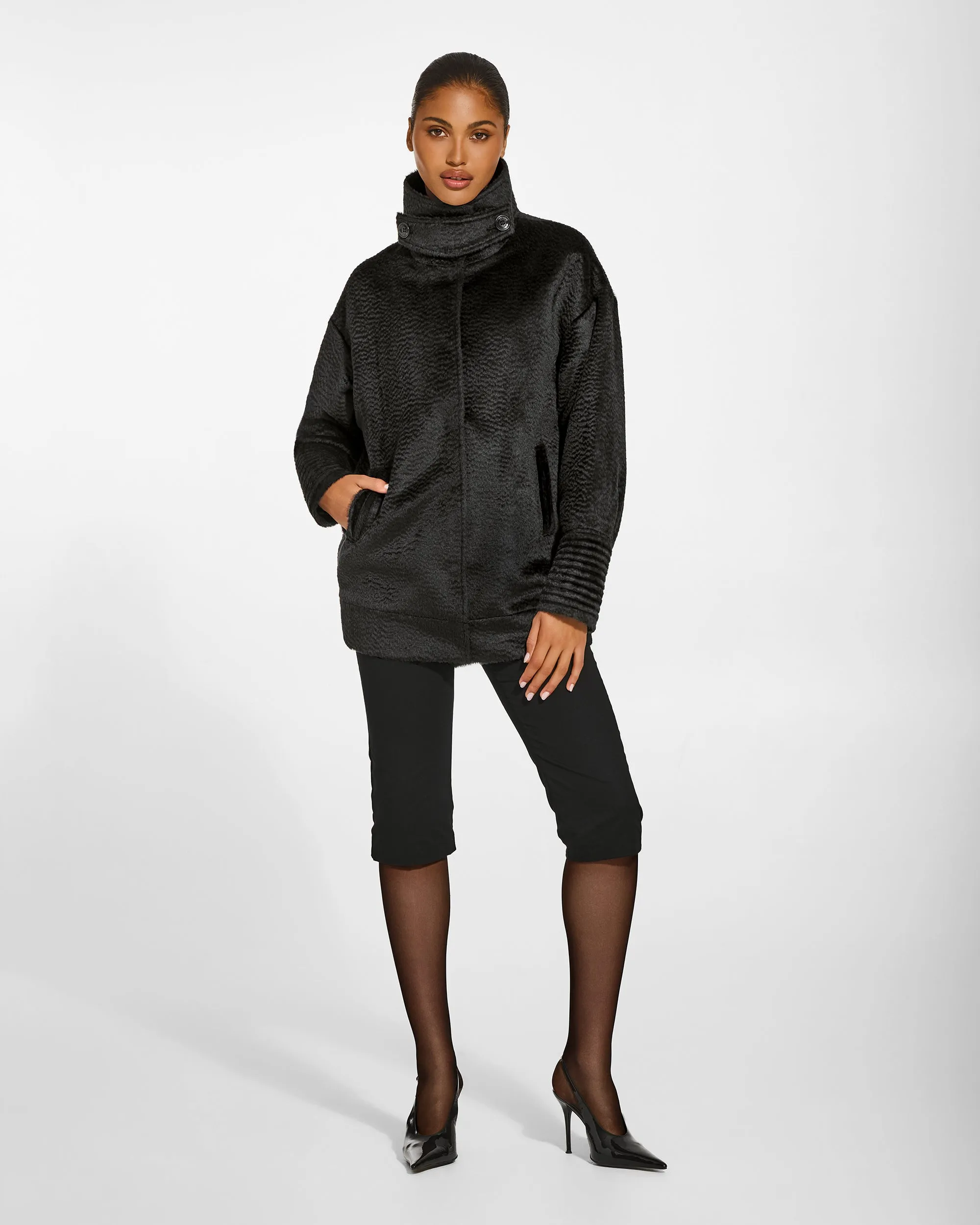 Suri Alpaca Stand Collar Aviator Jacket sold by Sentaler product image thumbnail 2