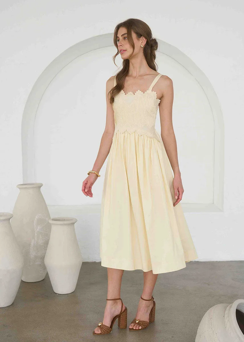 Maggie Embroidered Midi Dress - Butter Yellow sold by Alice & Wonder product image thumbnail 2