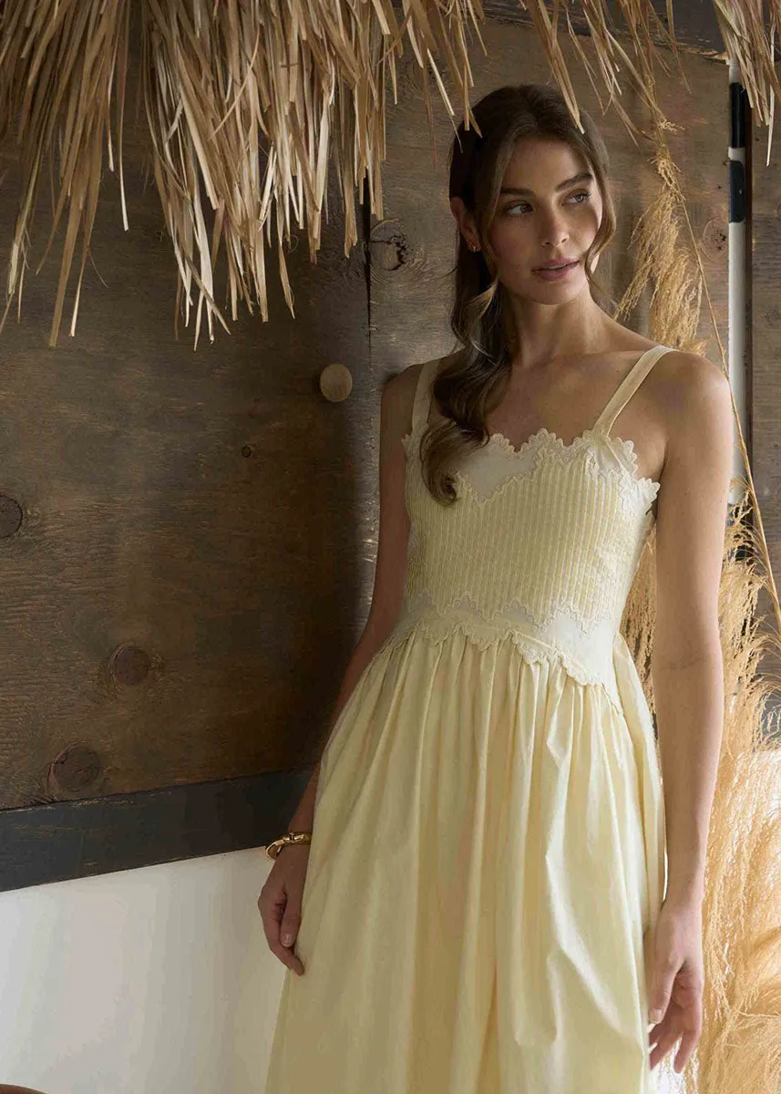 Maggie Embroidered Midi Dress - Butter Yellow sold by Alice & Wonder product image thumbnail 4
