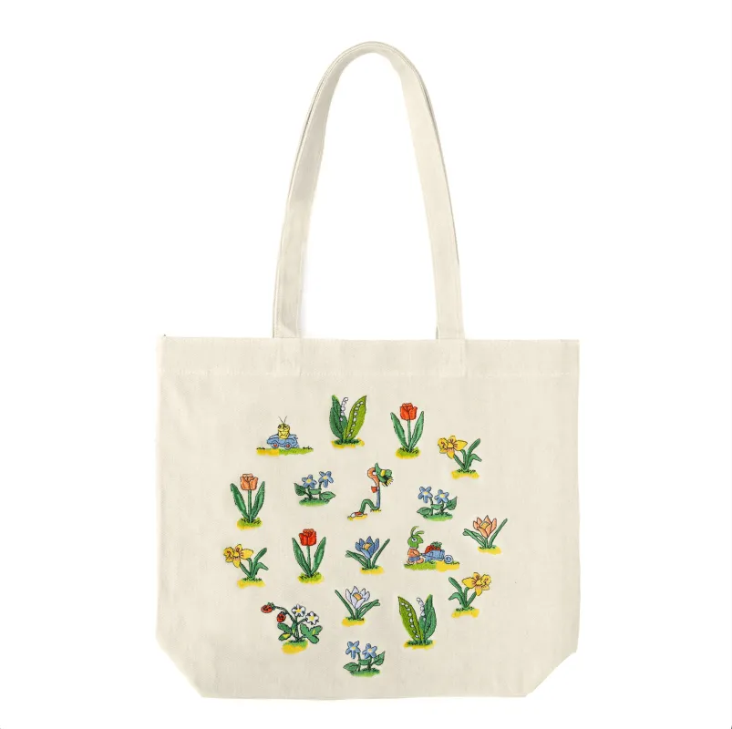 3P4 x Richard Scarry® - Lowly Worm Floral Embroidered Tote sold by Three Potato Four