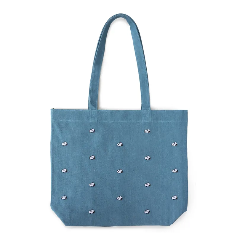 3P4 x Peanuts® - Snoopy Embroidered Tote Bag (Denim) sold by Three Potato Four