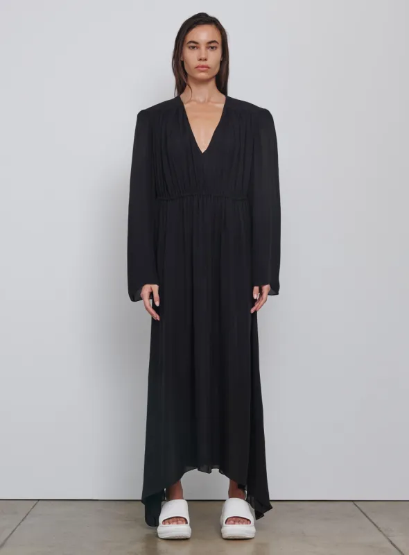 Gathered V-Neck Dress sold by WARDROBE.NYC