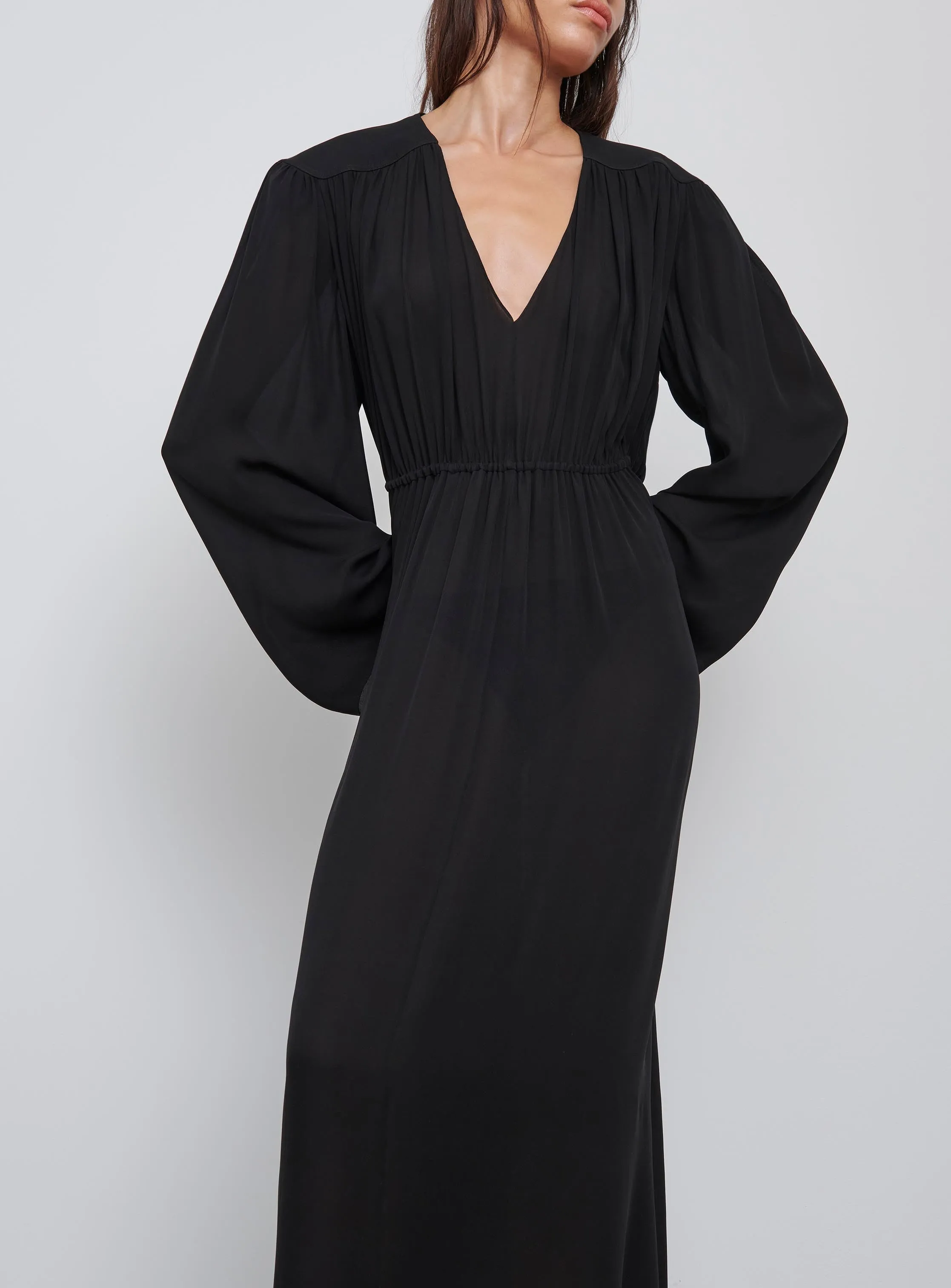 Gathered V-Neck Dress sold by WARDROBE.NYC product image thumbnail 4