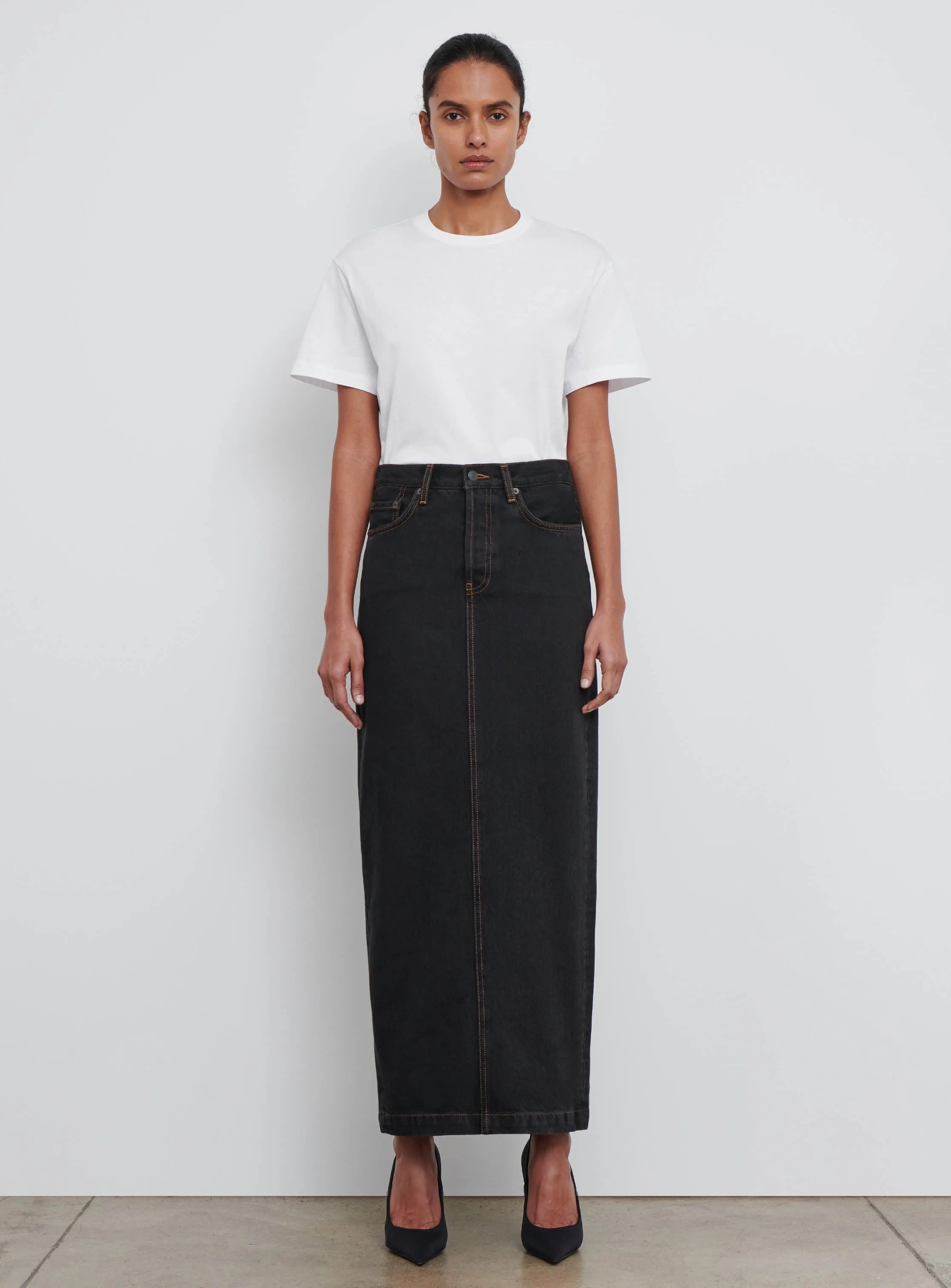 Denim Column Skirt sold by WARDROBE.NYC